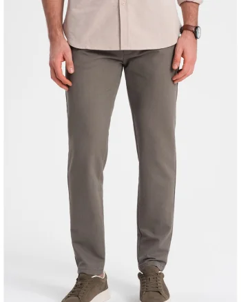 Pantaloni chino cu aspect texturat, Maro taupe
