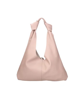 Geanta din piele cu bareta de umar si etui cu fermoar, Roz deschis