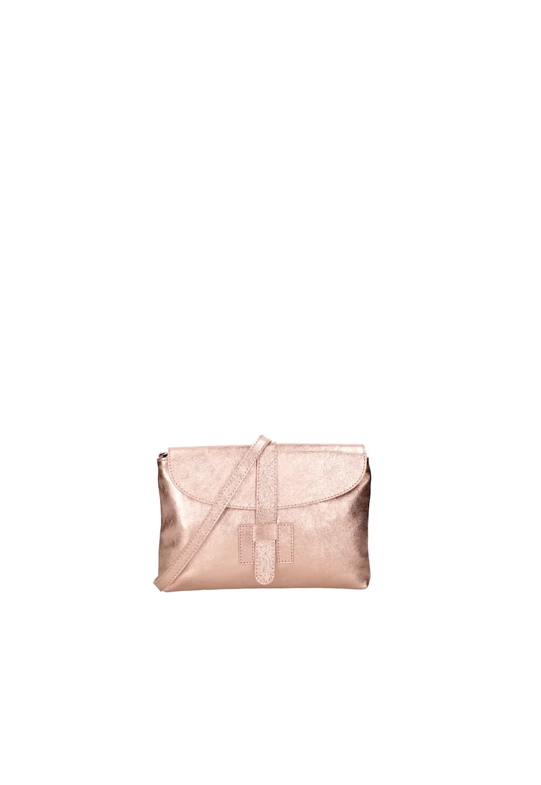 Geanta plic din piele cu bareta detasabila, Auriu rose