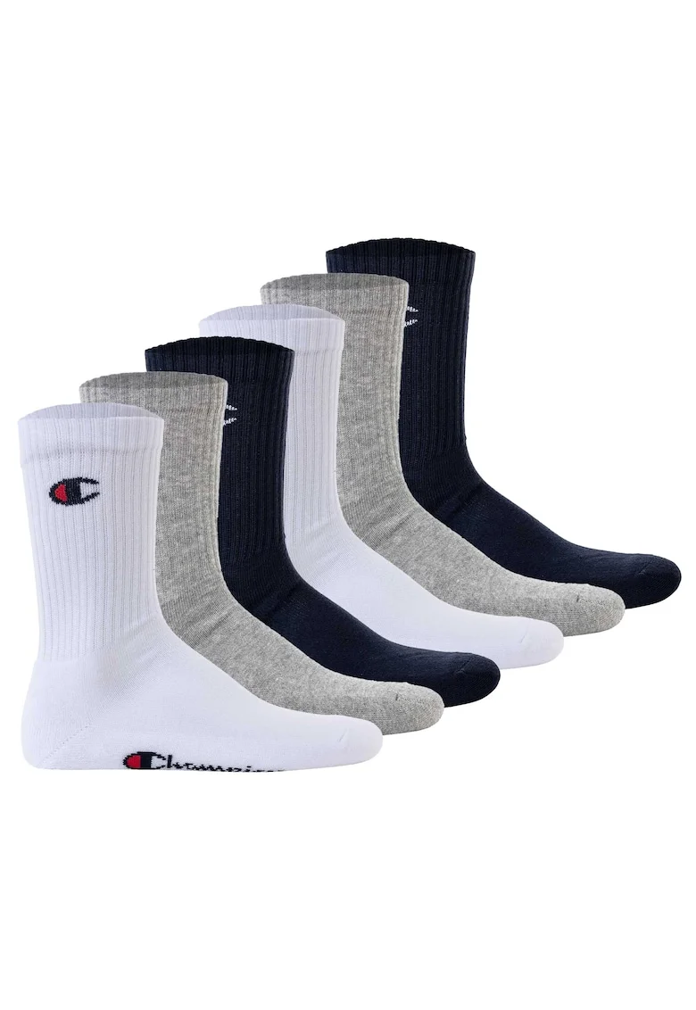 Set de sosete lungi unisex - 6 perechi, Alb/Gri/Albastru