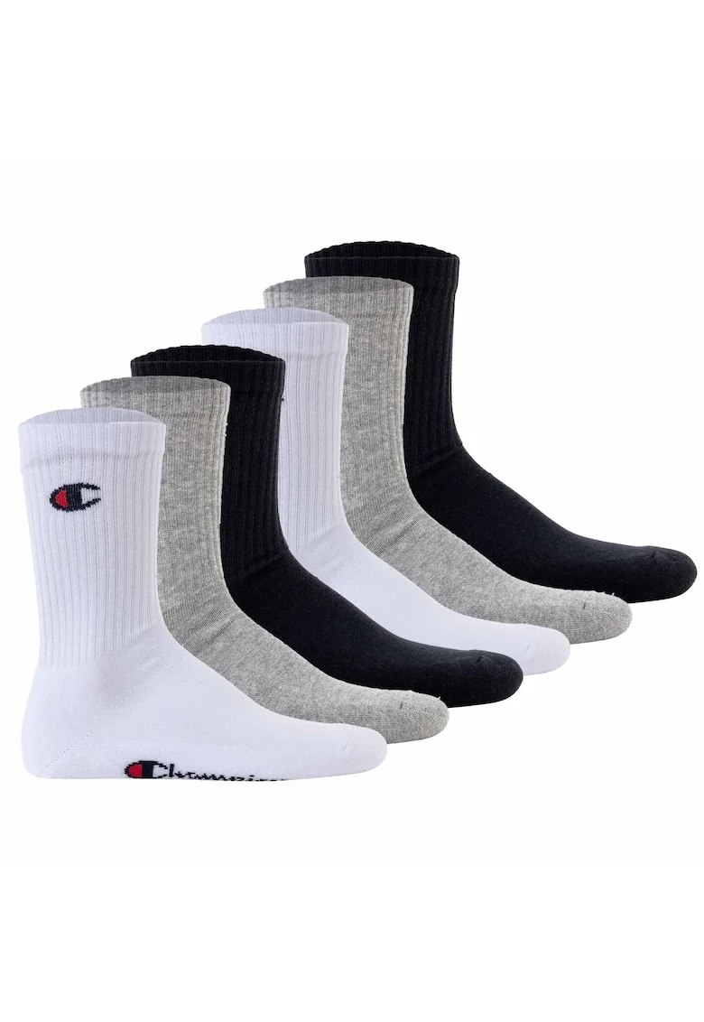 Set de sosete lungi unisex - 6 perechi, Alb/Negru/Gri