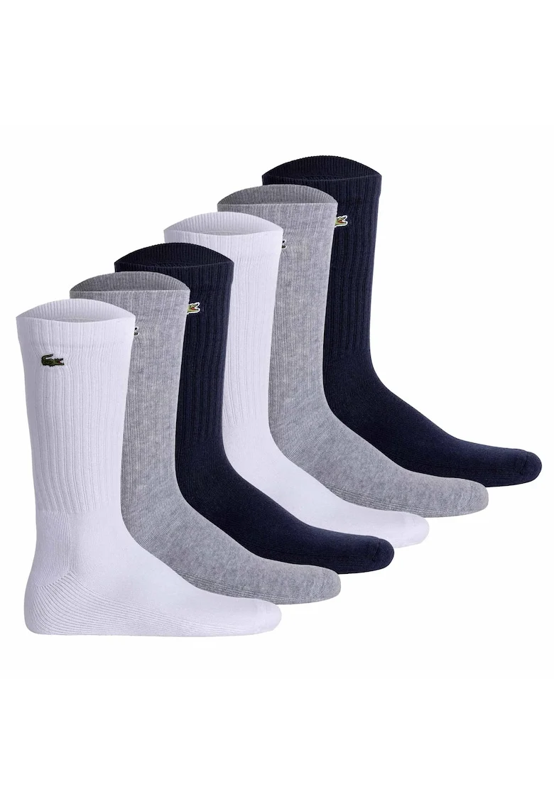 Set de sosete lungi unisex - 6 perechi, Alb/Gri/Albastru inchis