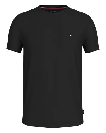 Tricou slim fit cu decolteu la baza gatului, Negru