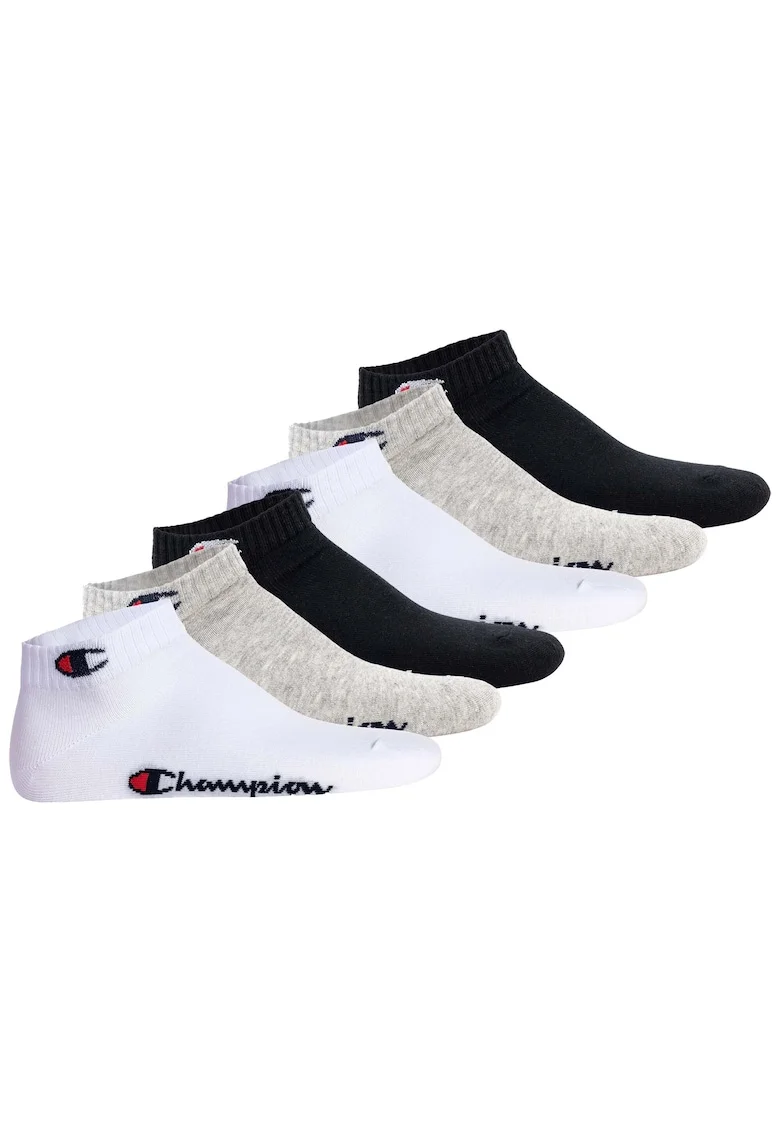 Set de sosete unisex pana la glezna - 6 perechi, Negru, Gri, Alb