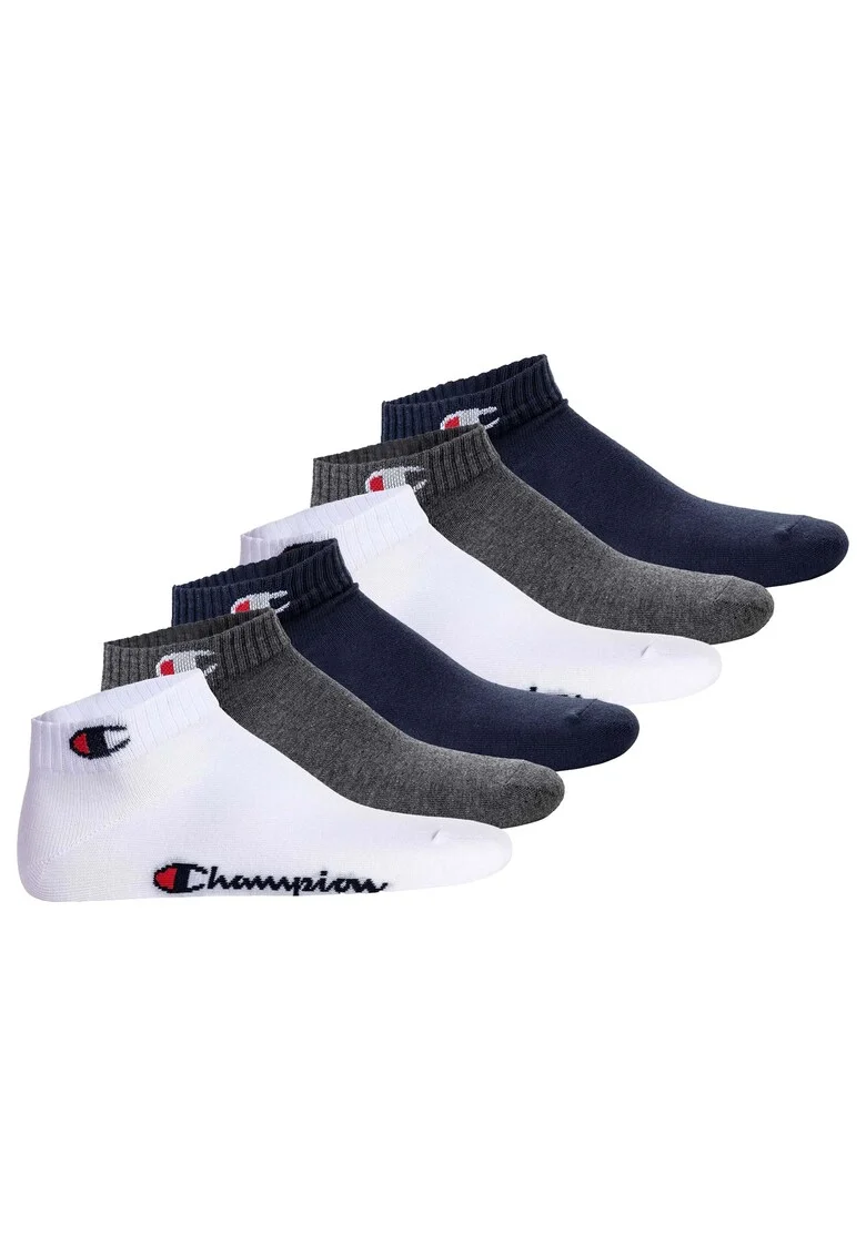 Set de sosete unisex pana la glezna - 6 perechi, Gri, Alb, Albastru