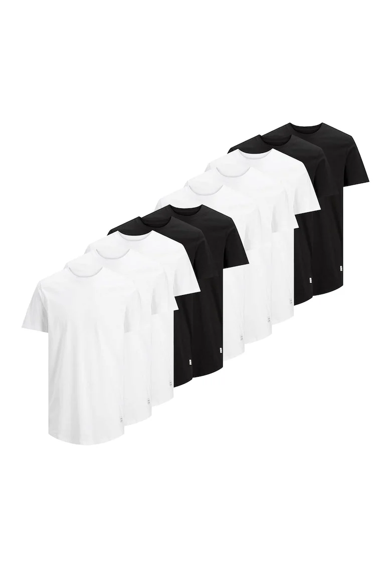 Set de tricouri de bumbac - 10 piese, Alb/Negru