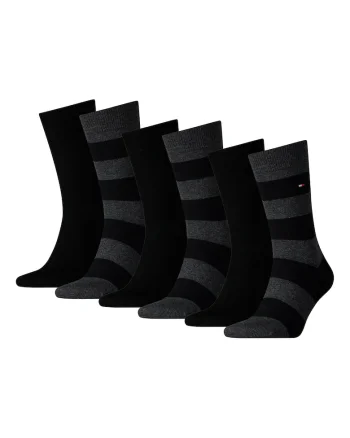 Set de sosete lungi cu dungi - 6 perechi, Negru