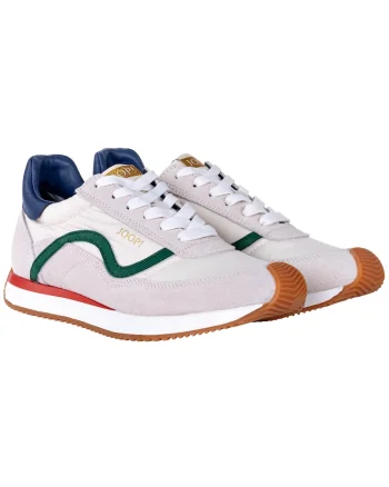 Pantofi sport de piele intoarsa cu garnituri textile 26673, Alb murdar