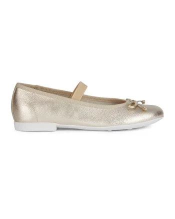 Balerini de piele cu bareta elastica Plie, Auriu