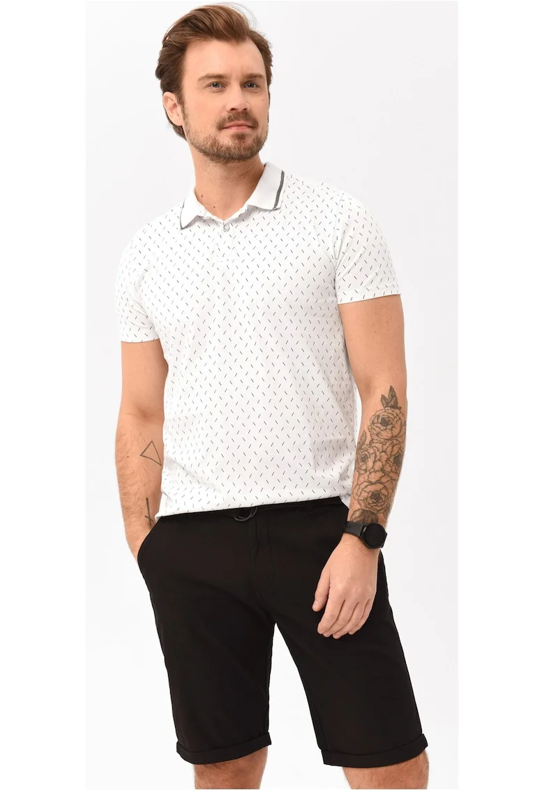 Tricou polo pentru barbati  O-Caro, alb, cu model, Alb