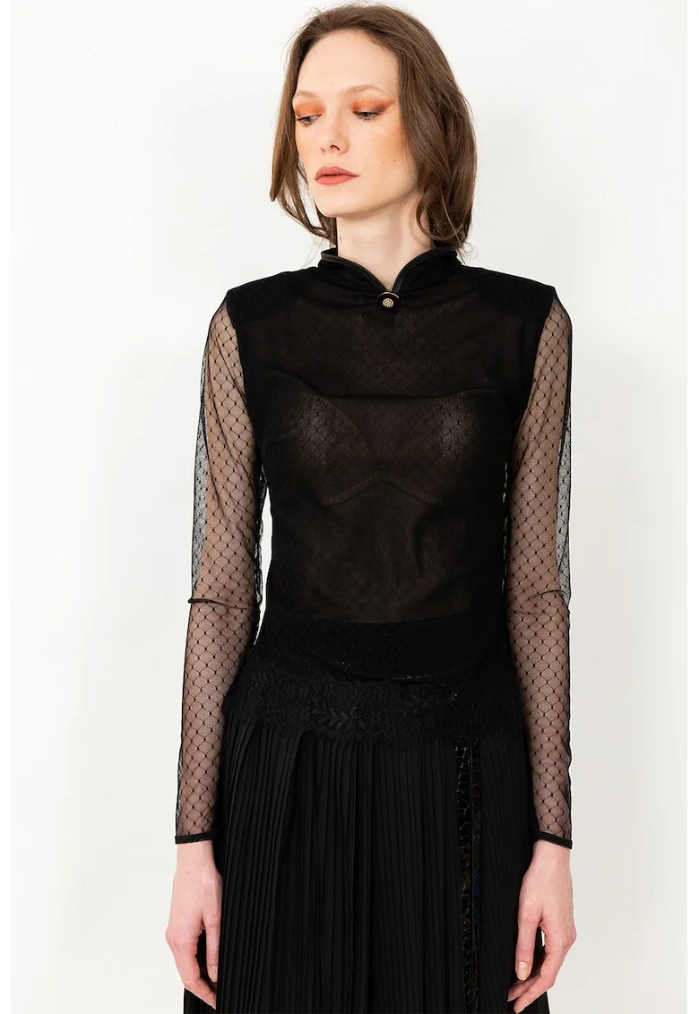 Bluza cu maneci transparente, Negru