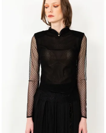 Bluza cu maneci transparente, Negru