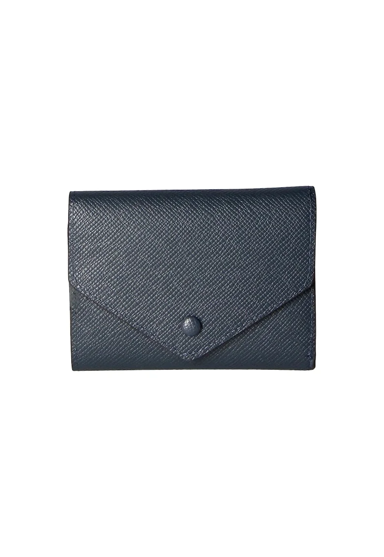Portofel de piele cu clapa si aspect texturat 25577, Albastru