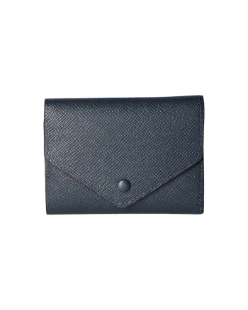 Portofel de piele cu clapa si aspect texturat 25577, Albastru