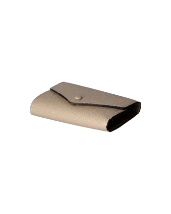 Portofel de piele cu clapa si aspect texturat 25577, Maro taupe