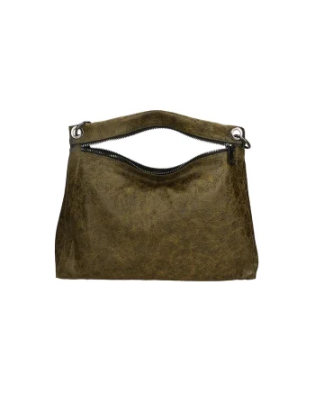 Geanta de piele cu aspect invechit, Verde