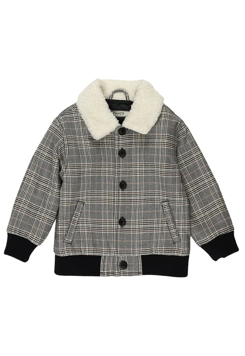 Geaca cu blanita si elastic in talie, model in carouri,  - Happy Camp, Negru & Gri, pentru baieti, Negru/Gri