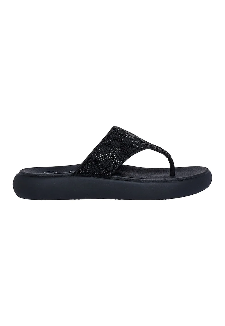 Papuci flip-flop cu strasuri Asana Luxe, Negru