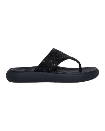 Papuci flip-flop cu strasuri Asana Luxe, Negru
