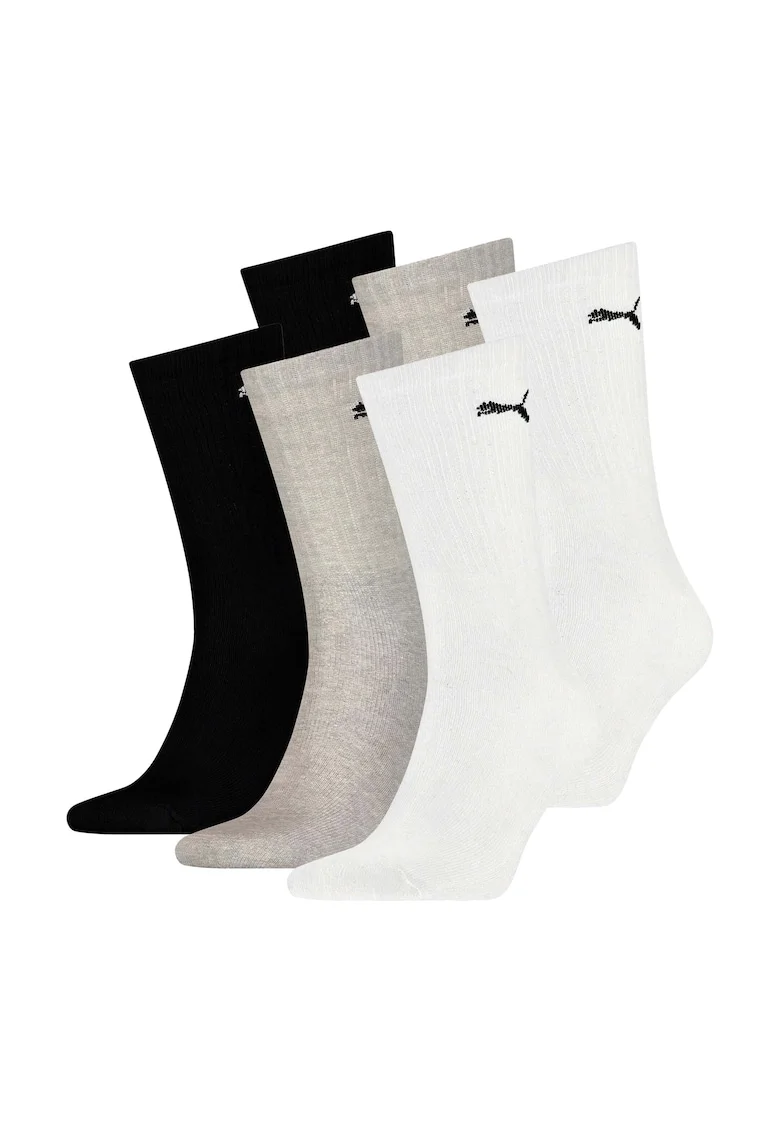 Set de sosete lungi unisex - 6 perechi, Alb/Negru/Gri