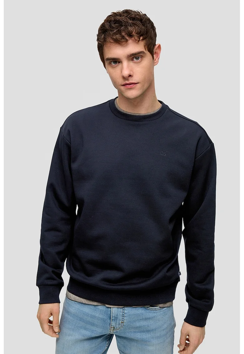 Bluza de trening regular-fit cu decolteu la baza gatului, Bleumarin
