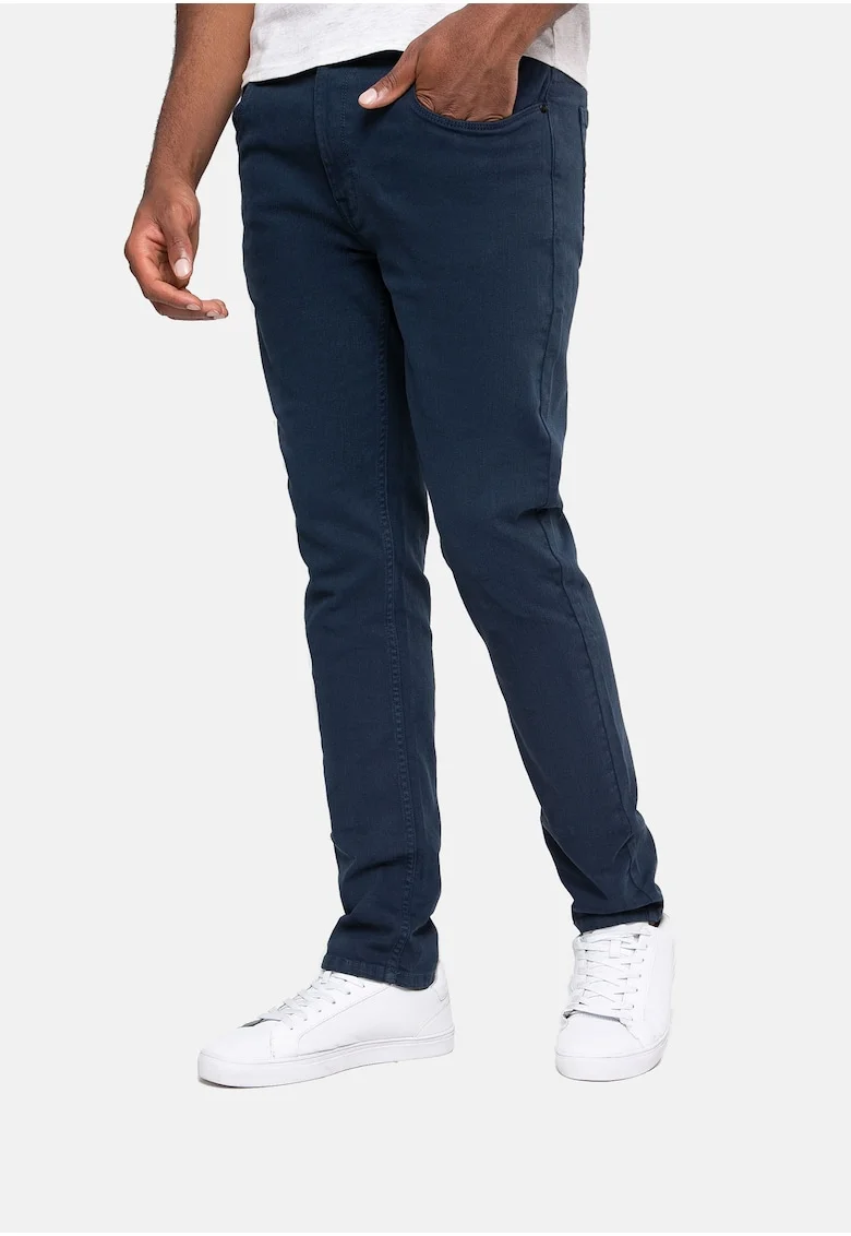Pantaloni conici cu 5 buzunare Parisa Slub 8323, Albastru