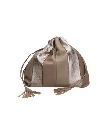 Geanta de piele texturata 25689, Maro taupe