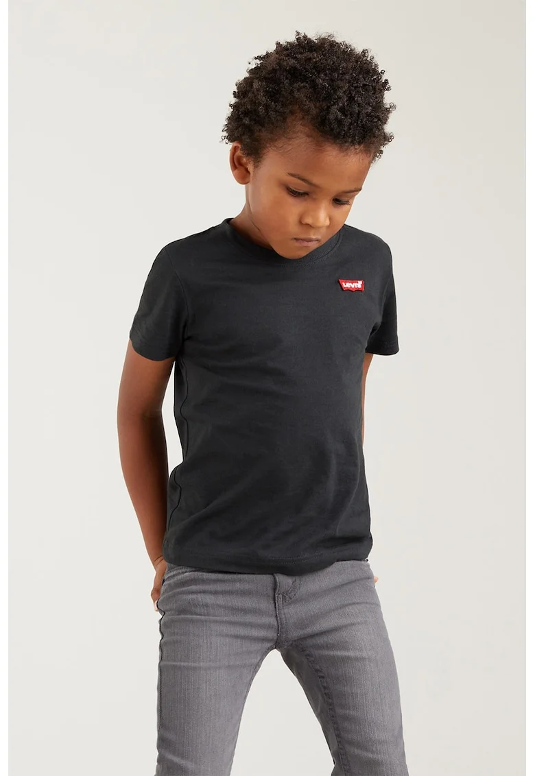 Tricou cu decolteu la baza gatului Batwing, Negru