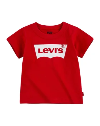 Tricou de bumbac cu decolteu la baza gatului, Alb/Rosu vermillion