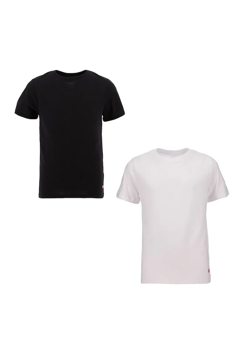 Set de tricouri cu decolteu la baza gatului - 2 piese, Alb/Negru
