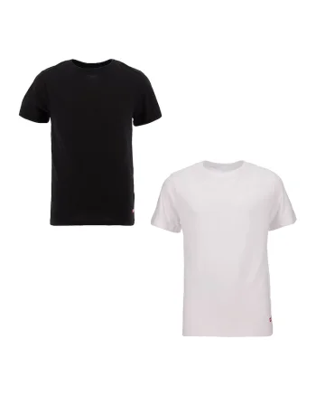 Set de tricouri cu decolteu la baza gatului - 2 piese, Alb/Negru