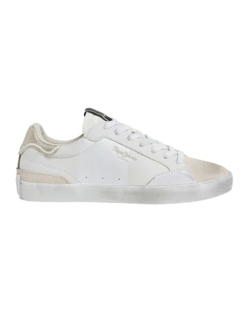 Pantofi sport low-cut cu aspect uzat, Alb optic/Alb murdar
