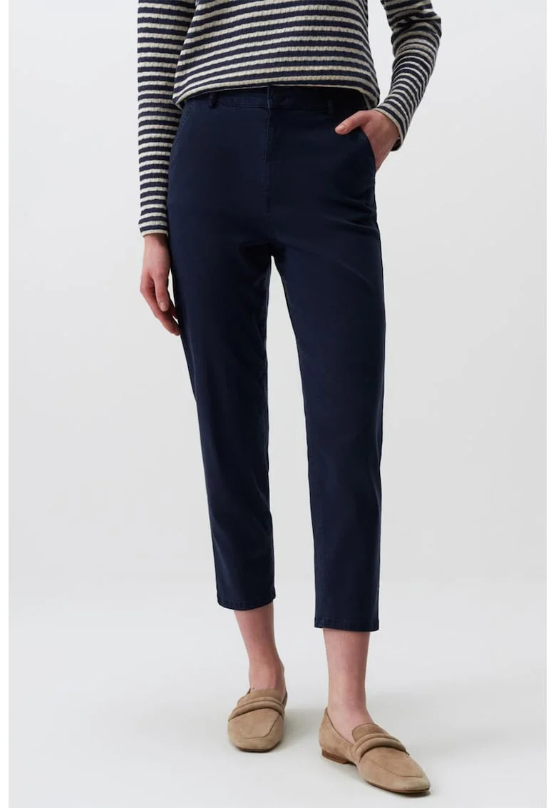 Pantaloni crop din amestec de lyocell cu buzunare, Albastru ultramarin