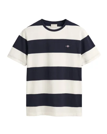 Tricou cu decolteu la baza gatului si model in dungi, Alb optic