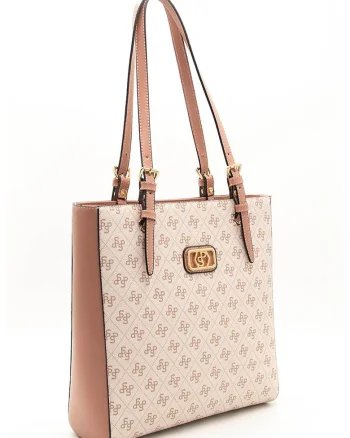 Geanta shopper cu monograma, Bej