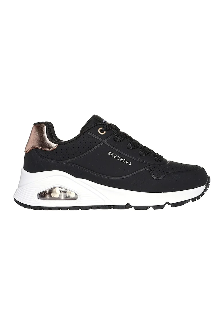 Pantofi sport de piele ecologica cu segmente peraqsqforate Uno Gen 1, Negru