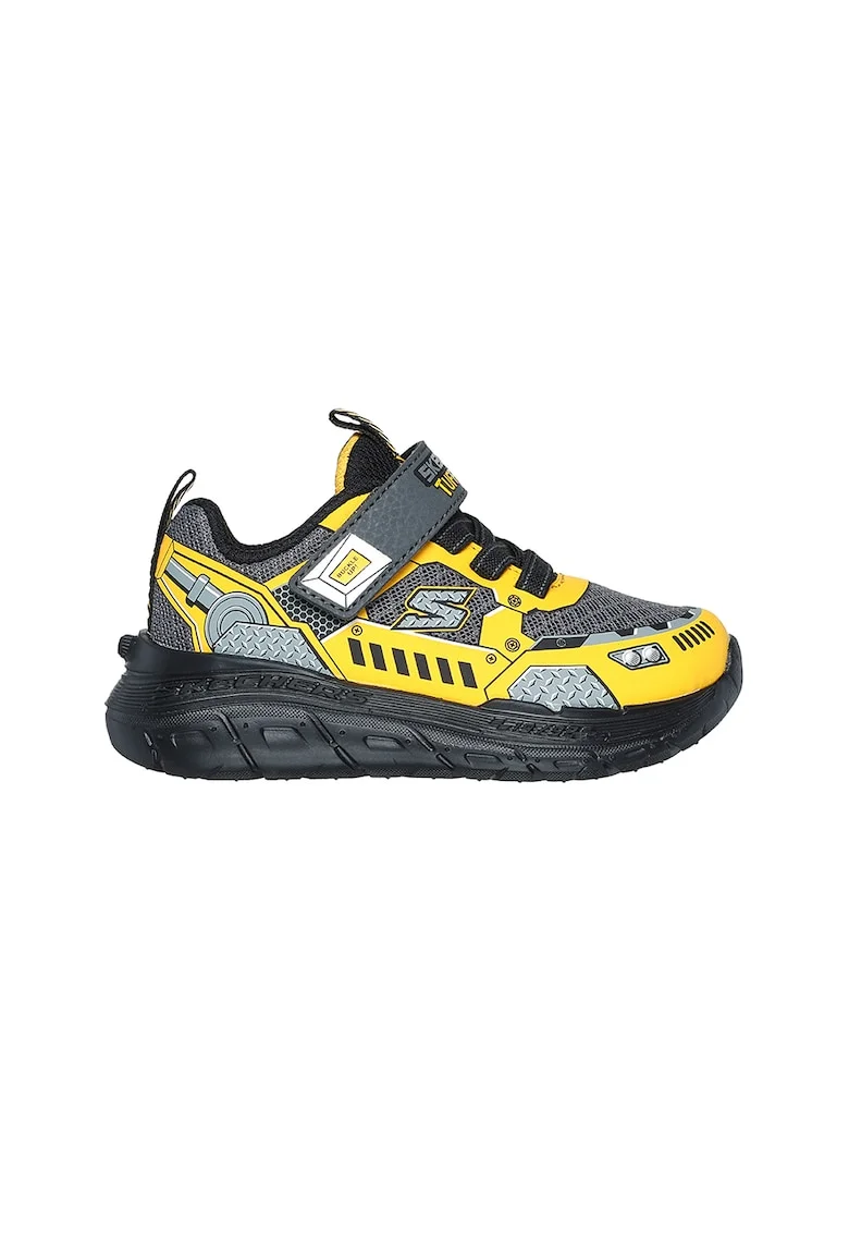 Pantofi sport cu velcro Skech Tracks, Galben/Gri carbune