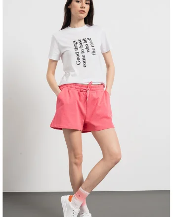 Tricou din bumbac cu imprimeu text, Alb/Negru