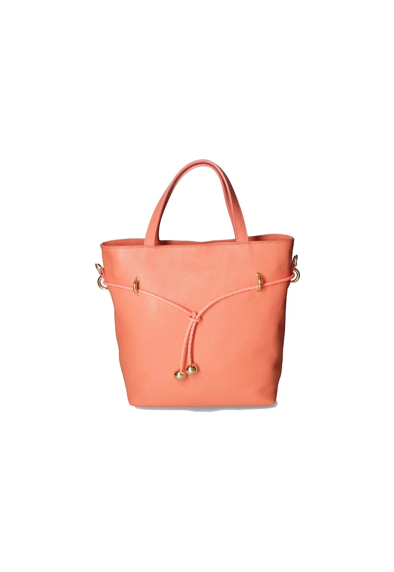 Geanta bucket de piele, Coral