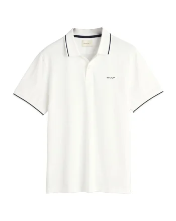 Tricou polo din material pique, Alb optic