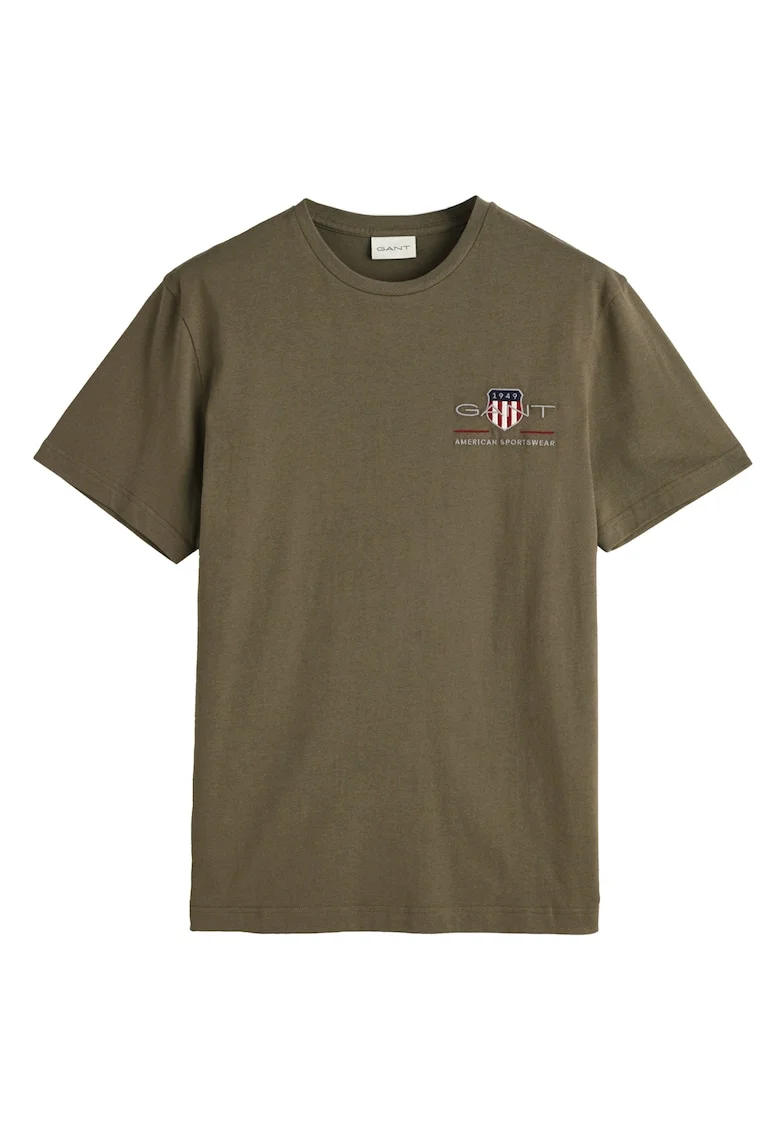 Tricou regular fit cu decolteu la baza gatului Archive, Verde