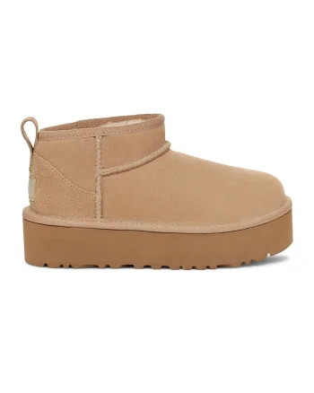 Ghete de piele intoarsa fara inchidere Classic Ultra, Maro deschis
