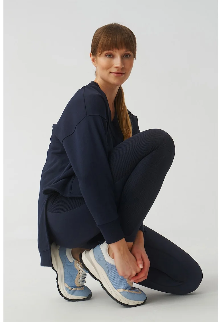 Bluza de trening cu decolteu in V, Bleumarin