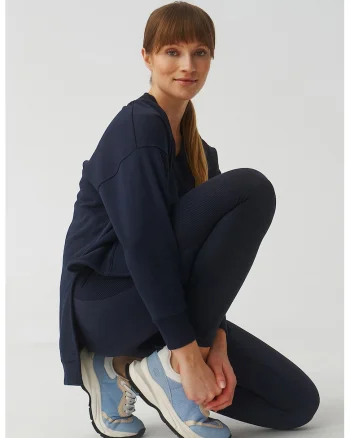Bluza de trening cu decolteu in V, Bleumarin
