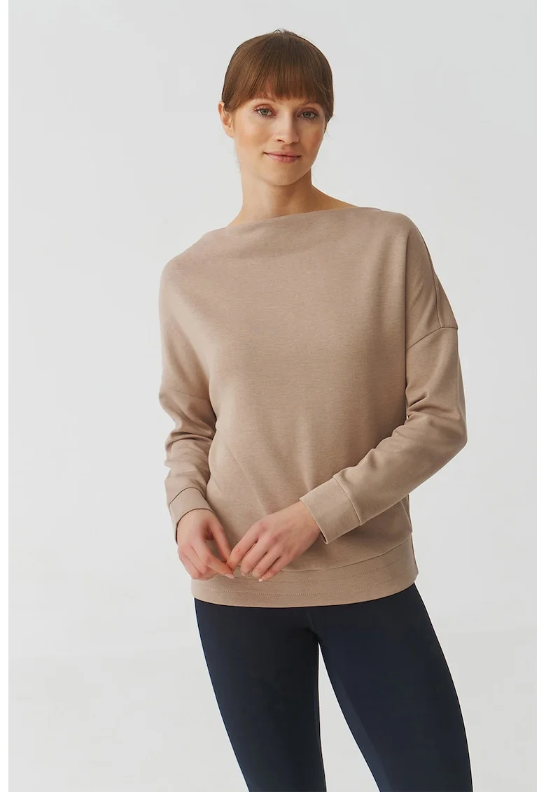 Bluza de trening cu decolteu barcuta Silvana, Bej