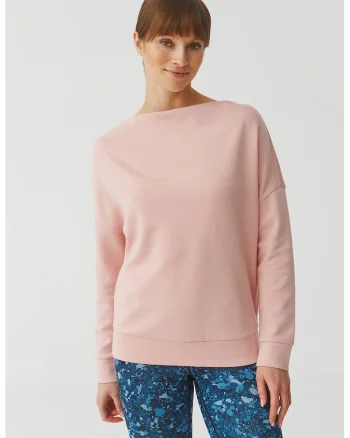 Bluza de trening cu decolteu barcuta Silvana, Roz pal