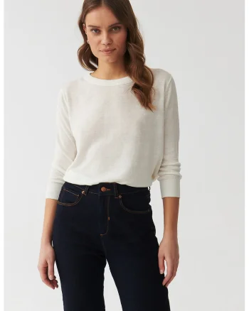 Bluza din amestec de in Anabel, Alb