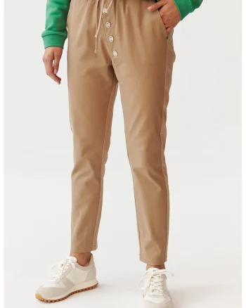 Pantaloni conici cu snururi Naziri, Maro nisip