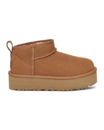 Ghete de piele intoarsa fara inchidere Classic Ultra, Maro scortisoara