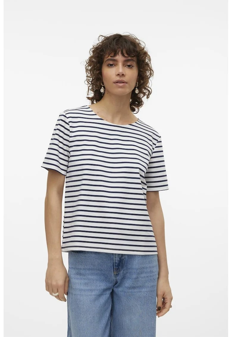 Tricou cu fermoar pe partea din spate, Alb/Bleumarin